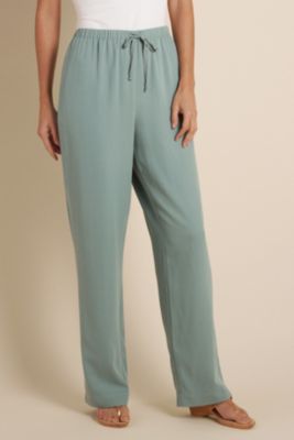 Women's Silk Drawstring Pant - Blue