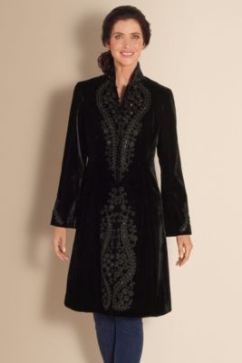 Women's Posh Velvet Coat - Black