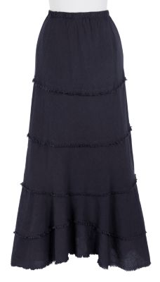 Talls Gauze Tiered Skirt - Black