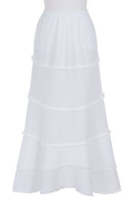 Petites Gauze Tiered Skirt - White