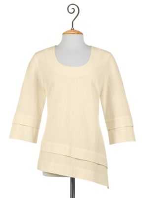 Asymmetrical Gauze Top - Brown