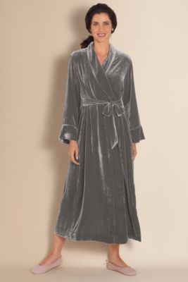 Women's Silk Velvet Robe - Black