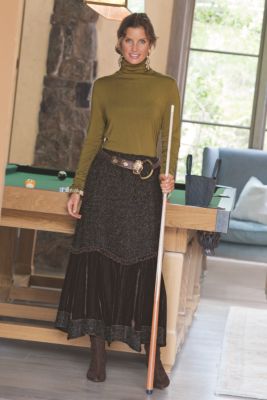Boucle and Velvet Skirt