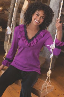 Women's Silk Ruffle Tee