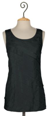 Petites Silk Tiered Tank - Black