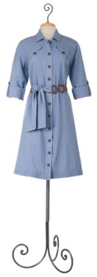 Gauze Shirt Dress - Blue