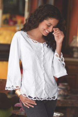 Cut Out Embroidered Top