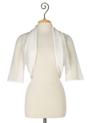 Silk Shawl Collar Shrug - White