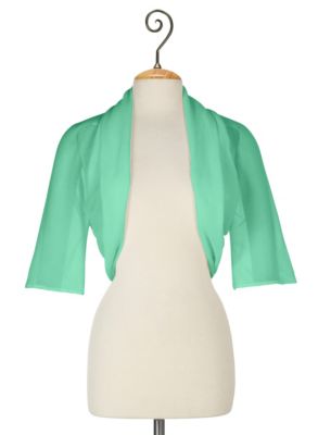 Women's Silk Shawl Collar Shrug - Green
