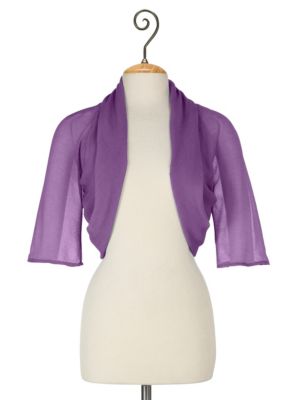 Women's Silk Shawl Collar Shrug - Purple