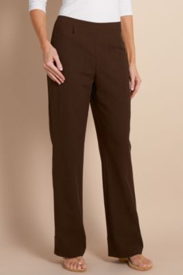 Women's Straight Leg Gauze Pant - Brown