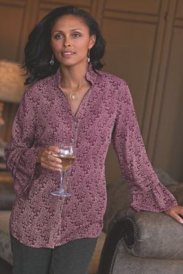 Petite Silk Scroll Shirt