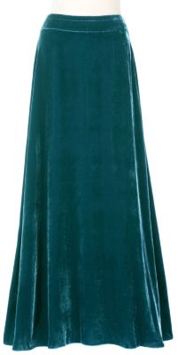 Talls Silk Velvet Skirt - Green