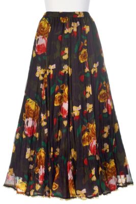 Petites Abstract Rose Skirt - Black