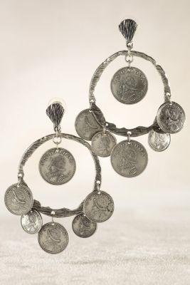 Ancient Coin Earring I   White
