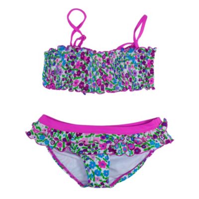 Girls' Hope Ditsy Print 2 Piece Bathing Suit - White Patterned