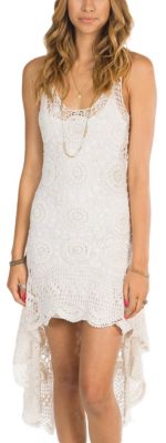 Women's Open Heart Crochet Dress - Cream