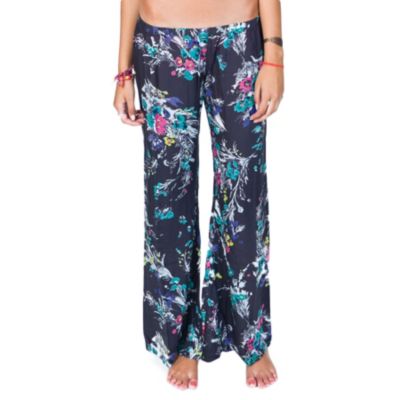 Women's Flower Daze Print Beach Pant - Gray Patterned
