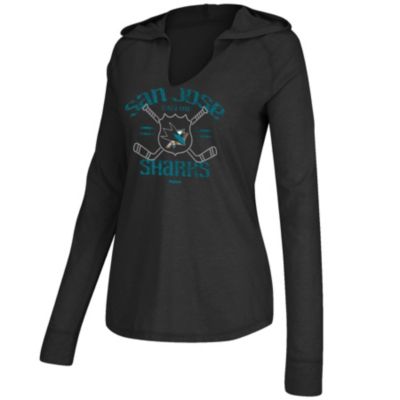 Women's Sharks Stick With It Hooded Long Sleeve Tee - Dark Gray