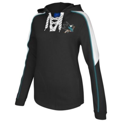 Women's Sharks Lace Up Pullover Fleece - Black