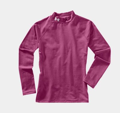 Youth Girl's Coldgear Fitted Mock - Pink
