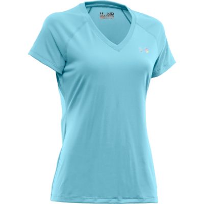 Women's UA Tech Short Sleeve V-neck Tee - Light Green /  Lime
