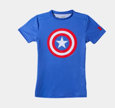 Boys' Alter Ego Baselayer Short Sleeve Captain America Shirt - Blue
