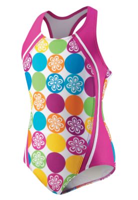 Girls' Jenna Sport Splice Racerback One-Piece Swimsuit - Print