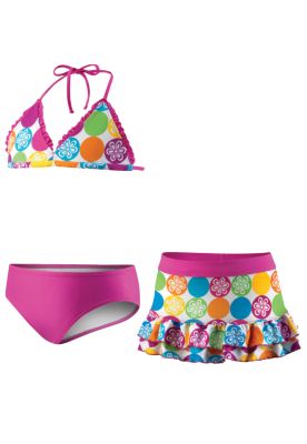 Girls' Jenna Two-Piece Bikini with Ruffle Skirt - Print