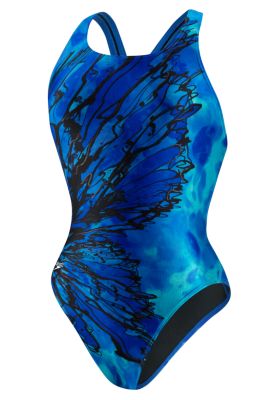 Women's Butterfly Ink Pulse Back 1 Piece - Blue Patterned