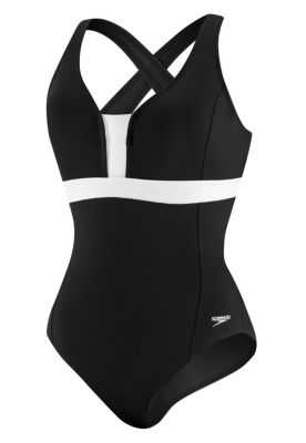 Women's Colorblocked Crossback 1 Piece - Black