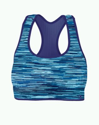 Women's Space Dye Seamless Bra - Blue Patterned