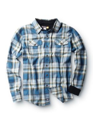 Men's Taronui Bay Flannel L/S Shirt - Blue Patterned