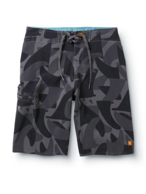 Men's Cammofin Boardshort - Black Patterned