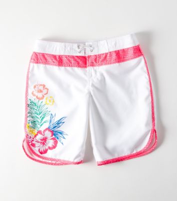 Girl's Avery Long Boardshort - White