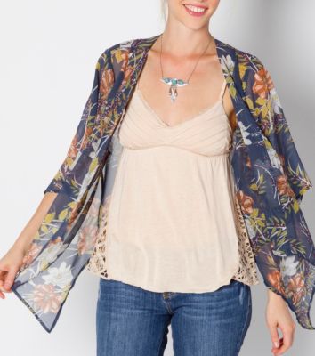 Women's Dandy Chiffon Top - Blue Patterned