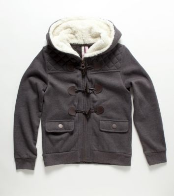 Girls' Devy Faux Fur Toggle Hoody - Charcoal