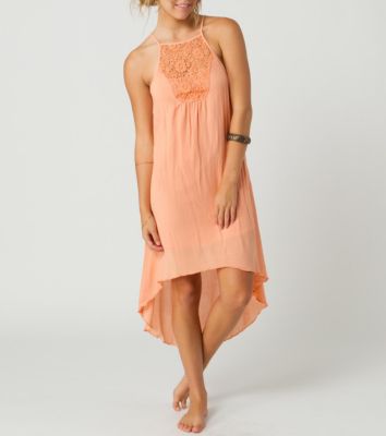 Women's French Kiss High Low Dress - Orange