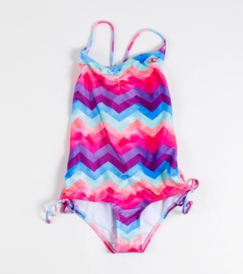 Girls' Painted Chevron 1 Piece Swimsuit - Pattern
