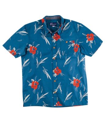 Men's Sea Salt Woven SS Shirt - Blue Patterned