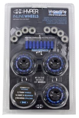 Hyperlite 72mm Inline Skate Wheels - Clear - 4pk w/ Bearings