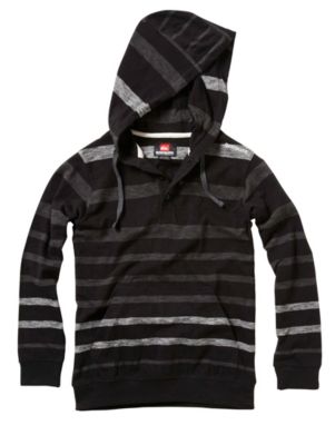 Boys' Merz LS Hooded Henley - Gray Patterned