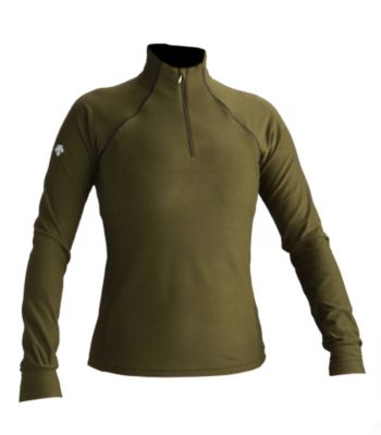 Women's Velour T-Neck - Olive Green