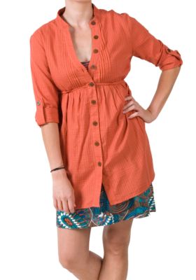 Women's Evergreen Button Down Tunic - Orange