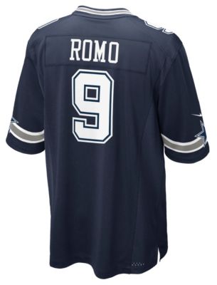 Men's Cowboys Romo # 9 Game Replica Jersey - Navy / Dark Blue