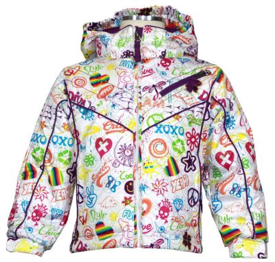 Girls' lian Jacket - White Patterned