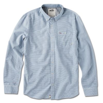 Men's Rusden Micro Long Sleeve Woven Shirt - Light Blue / Powder Blue