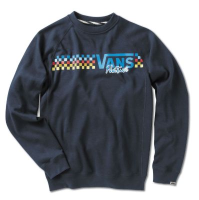 Men's Native Check Crew Fleece - Navy / Dark Blue