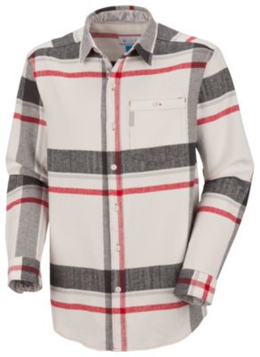 Men's Fusain Flannel Shirt - White Patterned