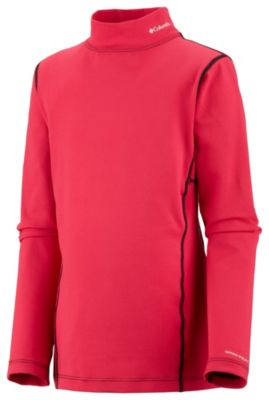 Youth Girls' Base layer Midweight LS Mock Neck - Pink